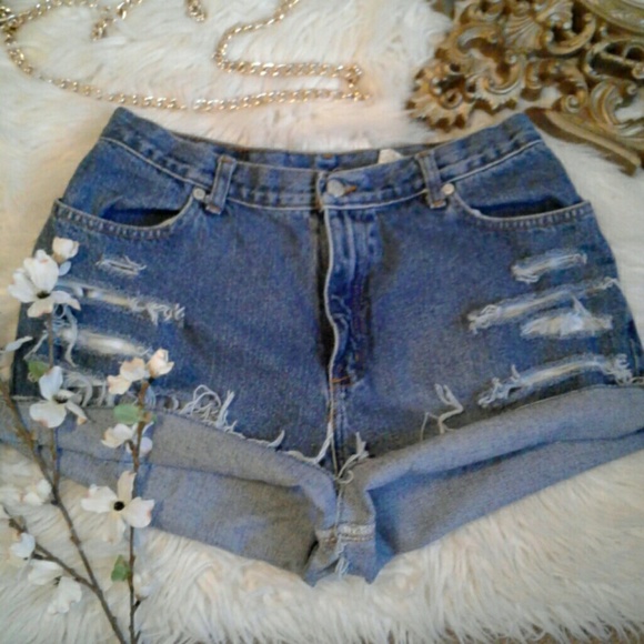 Faded Glory Pants - Vintage high waist sz 14 Distress Jean Shorts